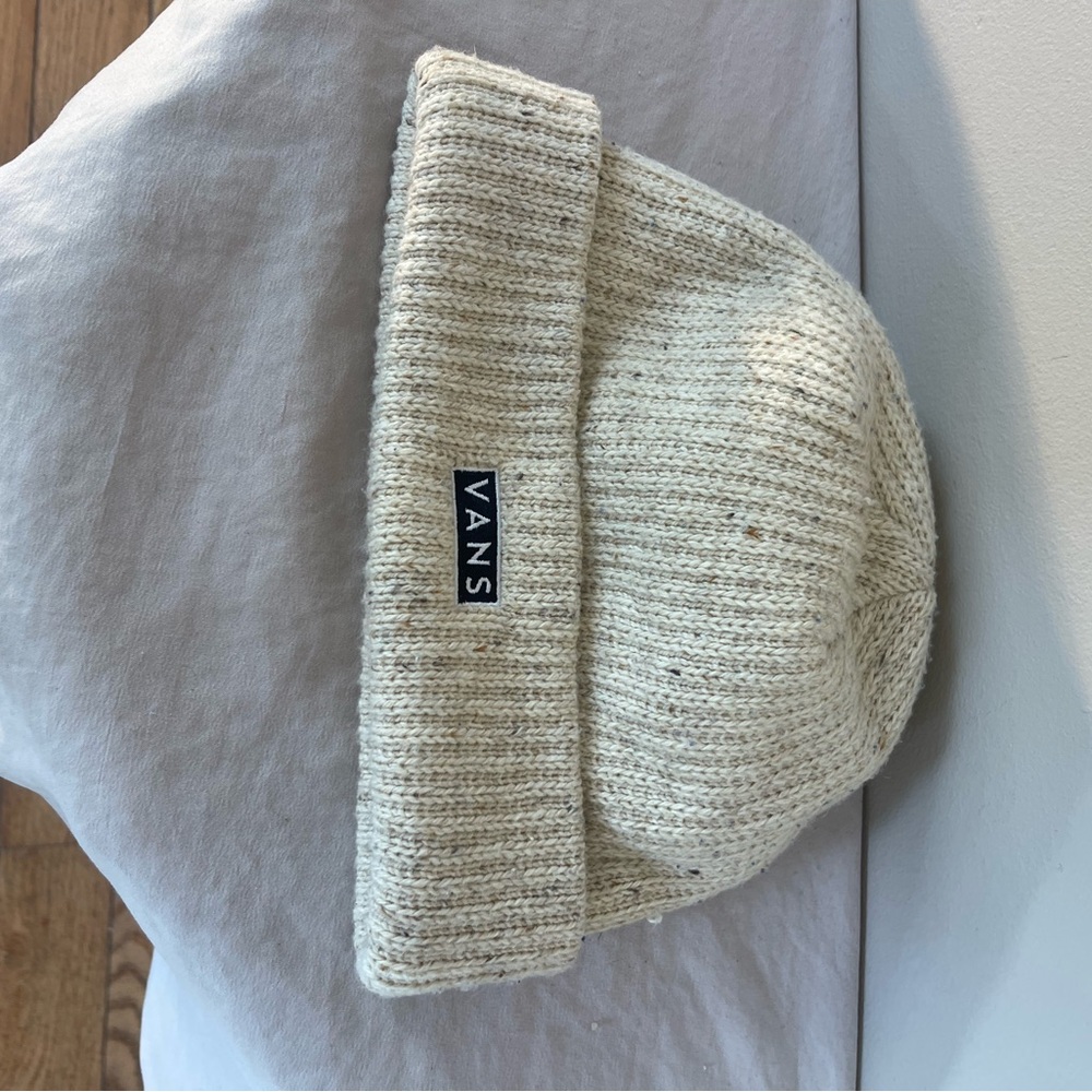 Vans Cream Knit Beanie Winter Hat Knitted Skateboard Skate One Size Fits All - Picture 2 of 6